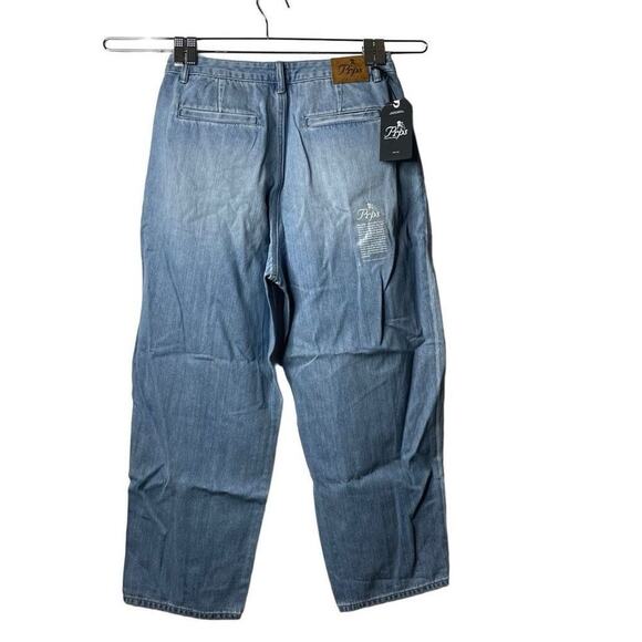 PRPS Women's Tapered Crop Jeans Seamed Denim Gaucho Pants In Light Wash Size 31 - Picture 3 of 16